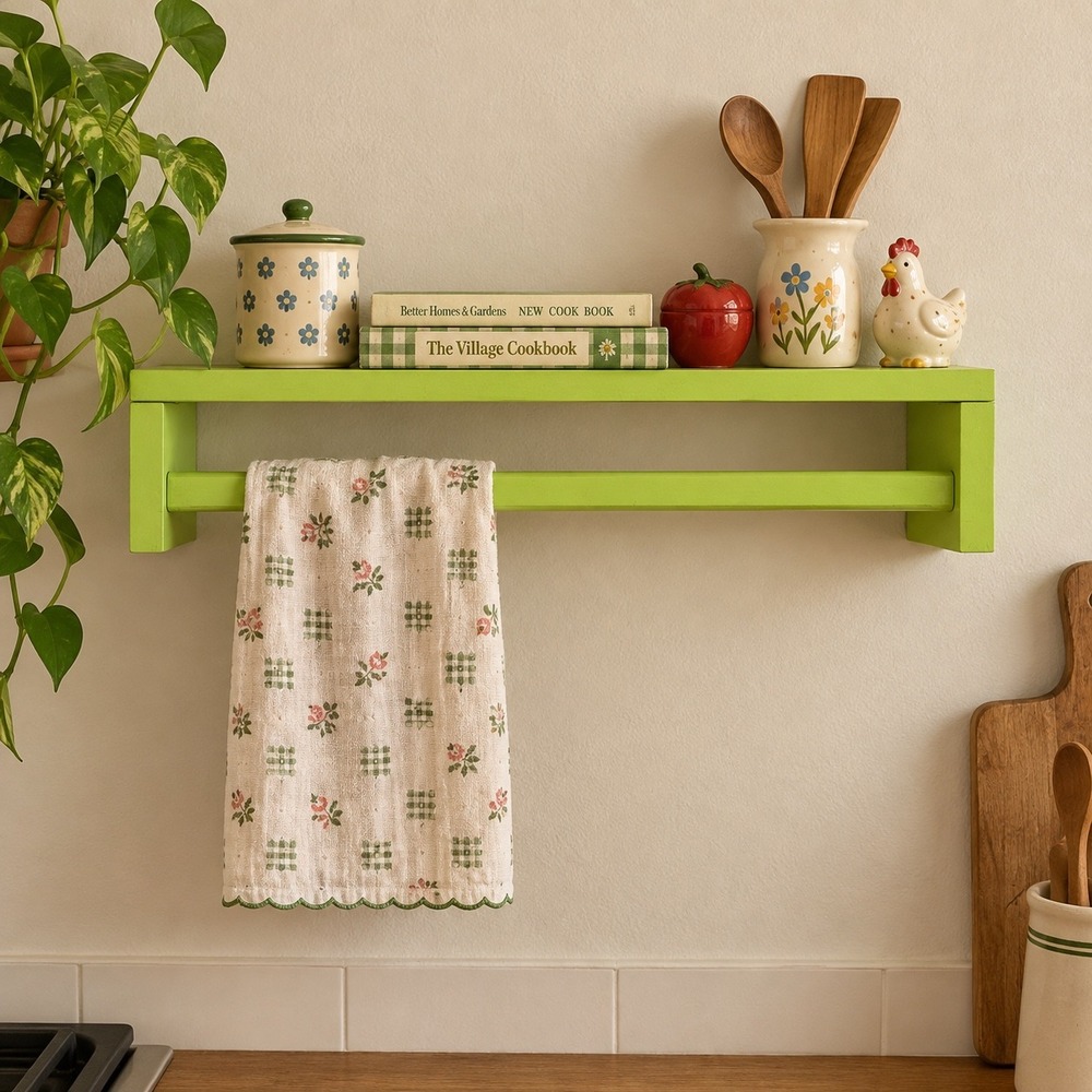 Vtg Wooden Wall Display Shelf Cottage Farmhouse Trinket 16" granny witch plant
